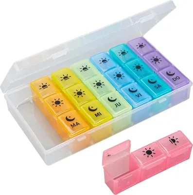 Produktbild von GeekerChip 7 Tage Pillendose Spanisch 3 Shots Groß 7-Tage Pillenspender