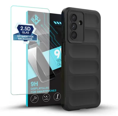 Produktbild von Handy Hülle für Samsung Galaxy A26 5G mit 9H Displayglas Displayschutz Plus Grip Case Cover Schutzhülle Softgrip Farbe: Schwarz
