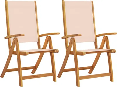 Image de vidaXL Chaises de jardin 2 pcs. Pliable Bois massif Acacia et Textilène