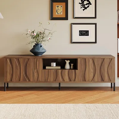 Produktbild von TV-Schrank mit Drei Türen TV-Tisch TV-Ständer Wohnzimmermöbel 160 x 35 x 46 cm Natural