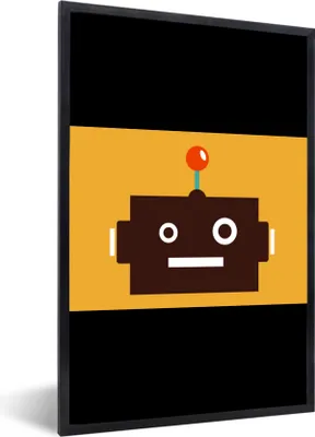 Produktbild von MuchoWow® Gerahmtes Poster Roboter - Gesicht - Antenne - Gelb - Jungen - Kind 90x60 cm - Poster mit Schwarzem Bilderrahmen Wandposter Rahmen Foto Bilder - Fotorahmen - Foto-Plakat