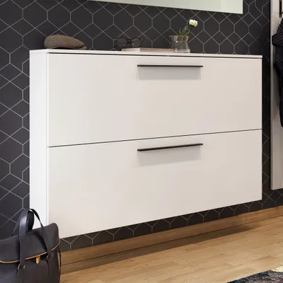 Produktbild von Schuhschrank für schmalen Flur UTRERA-01 in weiß, B/H/T: ca. 140/85/19 cm