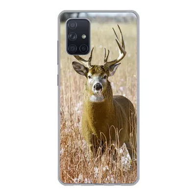 Produktbild von MuchoWow® Handyhülle Schutzhülle Hülle für Samsung Galaxy A51 5G Hirsche - Gras - Herbst - Tiere - Natur - Geweih Silikon Softcase Handy Hülle - Abbildung