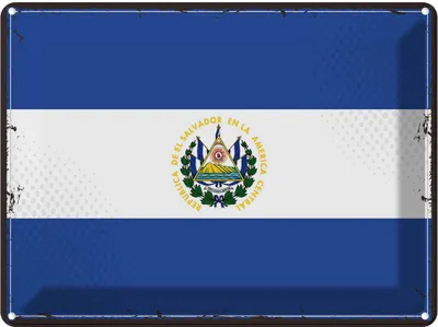 Produktbild von vianmo Blechschild 30x40 cm El Salvadors Retro Salvador Flagge Fahne Wappen