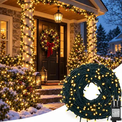 Produktbild von 100M 500LEDs Lichterkette Warmweiß 8 Modi Timer IP44 Weihnachtsbeleuchtung für Innen Außen Weihnachten Party Garten Halloween Deko