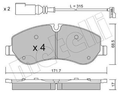 Produktbild von METELLI 22-0990-0 Bremsbeläge Satz Vorne Bremsklötze für FORD Transit Custom V362 Kastenwagen (FY, FZ) Transit Mk7 Kastenwagen (V363, FCD, FDD)