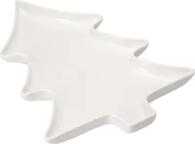Zdjęcie produktu dla Talerz do serwowania porcelanowy biały choinka 35x26x3 cm