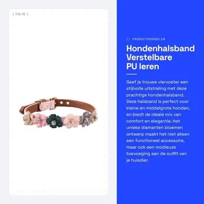 Produktbild von Hunde-Halsband - Verstelbares - PolyurethanKunststoff - für kleine/mittlere Hunde - Diamant-Simulation - weich und bequem - 1,3 x 42cm - Halsband für kleine Hunde