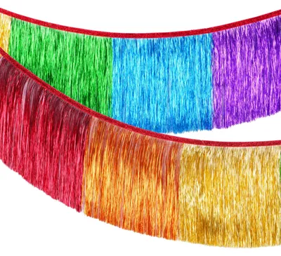 Productafbeelding van Fransen Girlande in Regenboogkleuren - 2m Glanzende Decoratie voor Feestjes