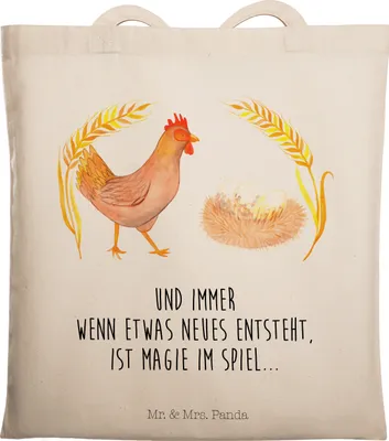 Produktbild von Mr. & Mrs. Panda Tote Bag Huhn Stolz - Transparent - Geschenk, Einkaufstasche, Bauernhof, Tasche, Hühner, Stoffbeutel, Hahn, Baumwolltasche, Tragetasche, Motivation, Hof