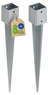 Produktbild von BirnePower Einschlagbodenhülse 81x81mm, 750mm Länge (2 Stück), Pfostenträger, Feuerverzinkt, Bodenanker, Pfostenanker, Erdanker, Vierkant