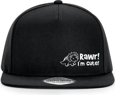 Produktbild von Huuraa Cappy Mütze Triceratops I`m cute Black Polyester Snapback Kappe Geschenkidee