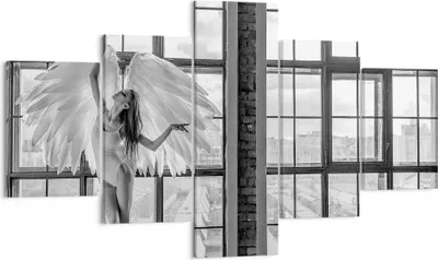 Produktbild von Bild auf Leinwand - Leinwandbild - 5 Teile - Frau Engel Ansicht - 125x70cm - Wand Bild - Wanddeko - Wandbilder - Leinwanddruck - Bilder - Wanddekoration - Leinwand bilder - Wandbild - EA125x70-4214