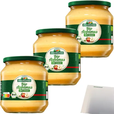 Produktbild von Spreewaldhof Apfelmus aus aromatischen Äpfeln 3er Pack (3x570g Glas) + usy Block