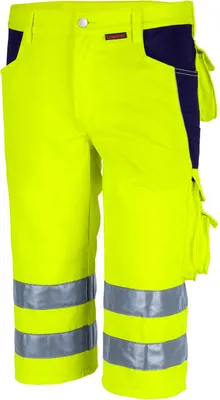 Produktbild von Qualitex kurze Arbeitshose - reflektierende PROfessionals Warnschutz-Shorts (faserverstätkt) - in Farbe: warngelb/marine - Herren: 42 - Damen: 36