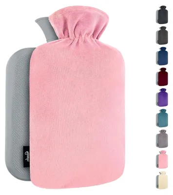 Produktbild von Wärmflasche mit weichem Fleecebezug – Rosa, 2 l – Heizkissen für Menstruationsbeschwerden und Komfort während der Periode