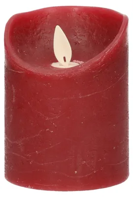 Image de Bougie cire rustique flamme mobile 7,5x10 cm bordeaux b.o.
