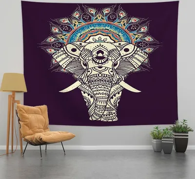 Obrázek produktu pro Boho tapiserie Slon Hippie Bohémský nástěnný závěs Estetický psychedelický indický styl Malá tapiserie pro ložnici kolej domácí kancelář dekorace (150 cm x 130 cm, barva 12)