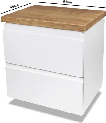 Obrázok produktu pre VBChome Kúpeľňový nábytok Belinda 60 cm biela Umývadlo na dosku bez otvoru na batériu 46x33 cm Umývadlo na dosku s toaletnou jednotkou 2 zásuvky Moduo Kúpeľňová skrinka Moderné