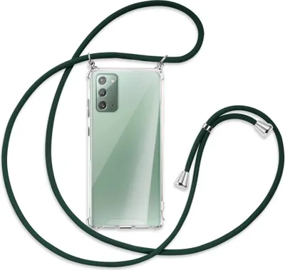 Produktbild von Handykette Backcover-Schutzhülle mit Band (Metall silberfarben) für Samsung Galaxy Note20 4G/5G - dunkelgrün