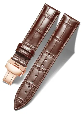 Produktbild von Leder-Uhrenarmband braun, 18 mm, mit Faltschließe, für Herren und Damen