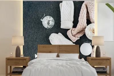 Produktbild von MuchoWow® Fototapete für Wohnzimmer oder Schlafzimmer Wandtapete Vinyl Motivtapete Winter - Pullover - Zitat - 300x300 cm - Wanddekoration