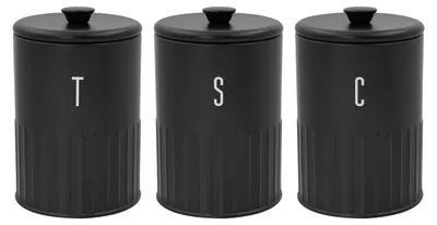 Aufbewahrungsdosen-Set 3er, 1,35 l, gerippt, schwarz