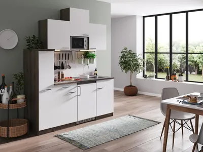 Produktbild von Küche Küchenzeile Singleküche Eiche York Weiß Oliver 180 cm Respekta