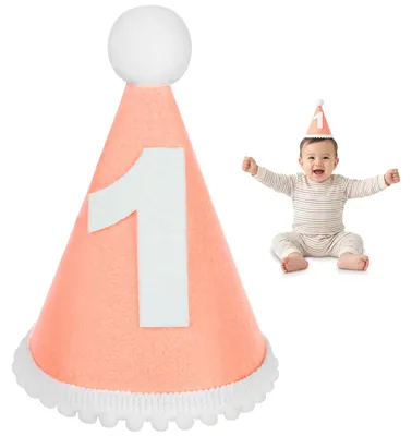 Kronenhut zum 1. Geburtstag, wiederverwendbar, rosa, One Size