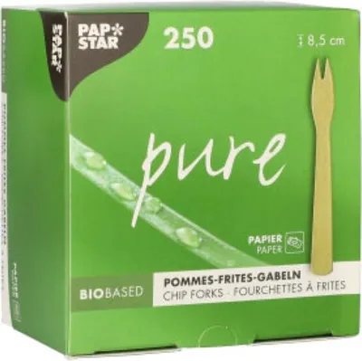 Produktbild von Pommes-Frites-Gabeln, Papier "pure" 8,5 cm braun