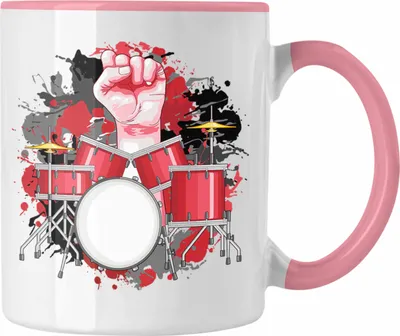 Produktbild von Trendation - Schlagzeug Tasse Geschenk für Schlagzeug-Spieler zum Geburtstag oder Weihnachten (Rosa)