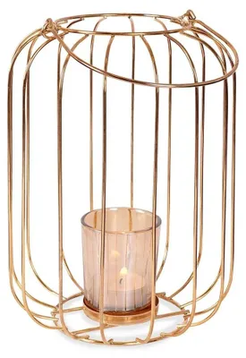 Image de Lanterne en métal pour bougies - Décoration d'intérieur - 21,5 cm - Couleur or