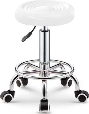 Produktbild von Drehhocker, Rollbarer, Ergonomie Arbeitshocker (höhenverstellbarer), 360° drehbar, Bürohocker, Praxishocker, Rollhocker, Barstuhl, Kosmetikhocker