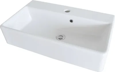 Produktbild von FACKELMANN Keramik Waschbecken / rechteckiger Waschtisch aus Keramik / Maße (B x H x T): ca. 60 x 13 x 35 cm / kubische Form / hochwertiges Becken fürs Bad und WC / Farbe: Weiß / Breite: 60 cm