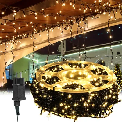 Image de Guirlande lumineuse LED Izrielar, 200 mètres, 2000 LED. Guirlande lumineuse d'extérieur avec 8 modes, idéale pour la décoration intérieure, les fêtes de Noël, les mariages, les fêtes et les jardins. Lumière blanche chaude