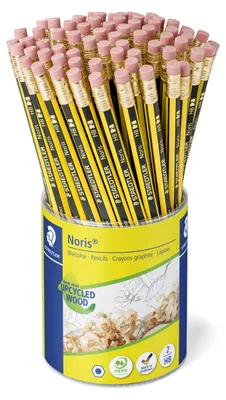 Produktbild von STAEDTLER Noris 122 Bleistift mit Radiertip Köcher mit 72 Bleistiften HB