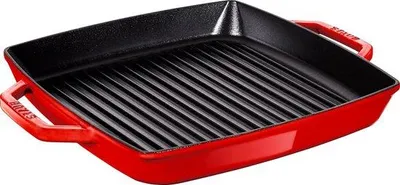 Produktbild von Gusseisen Grillpfanne, rechteckig, mit zwei Griffen, 28 cm, Kirschrot