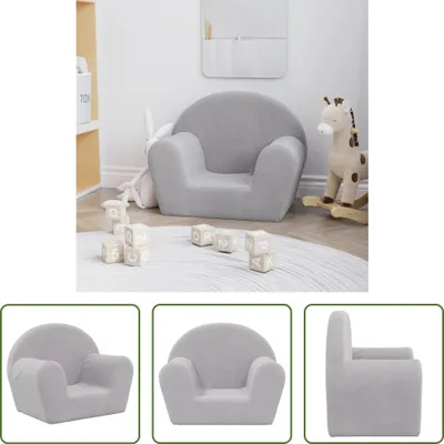 Produktbild von The Living Store Kindersofa Hellgrau Weich Plüsch