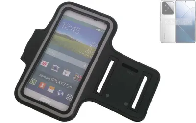 Produktbild von Kompatibel mit Xiaomi 14 Neopren Jogging Armband Sportarmband Oberarmband schwarz kompatibel mit Xiaomi 14 mit Reflektor Streifen. Fitness Lauf