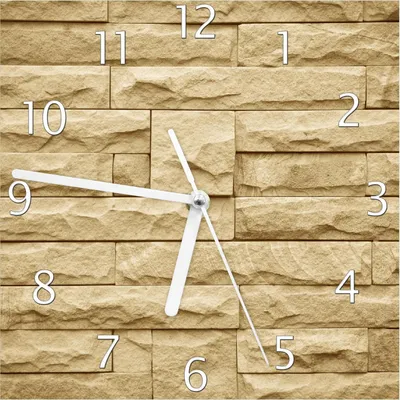 Produktbild von Wallario Design Wanduhr Steinwand gelb aus Echtglas, Größe 20 x 20 cm