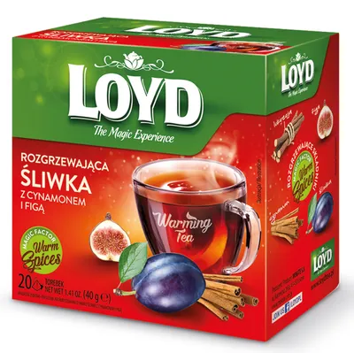 Zdjęcie produktu dla Herbatka rozgrzewająca Loyd Śliwka z figą, imbirem i cynamonem 20 torebek