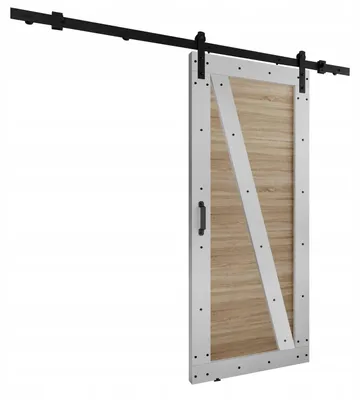 Produktbild von KierMoebel Schiebetür Komplettset LOFT ADIO 4 Weiß & Sonoma 106x205x3,2 cm, Wohnzimmer Schiebetür