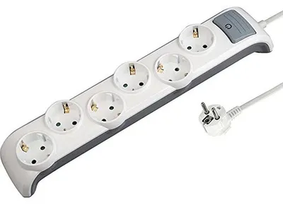 Image de Electraline 62507 : Barre de prises multiples avec interrupteur, 6 prises, câble de 2 mètres