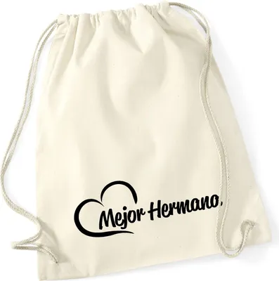 Produktbild von Huuraa Turnbeutel Mejor Hermana Corazón 12 Liter Natural Baumwolle Rucksack Geschenkidee