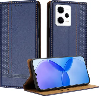 Produktbild von Handyhülle für Xiaomi Poco X5 Pro/Redmi Note 12 Pro 5G Leder Flip Klappbare Schutzhülle mit Standfunktion Blau