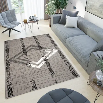 Produktbild von Teppich Wohnzimmer Schlafzimmer Kurzflor Design Modern Grau Schwarz Meliert  140 x 200 cm