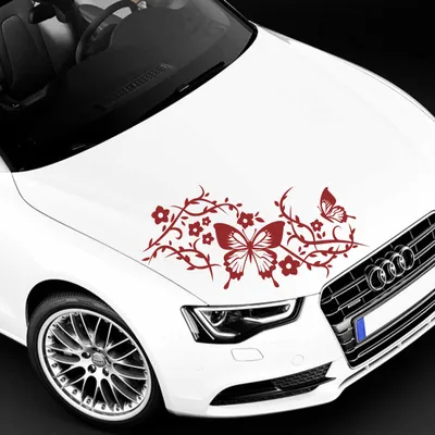 Produktbild von Aufkleber - Autoaufkleber "Butterfly Rankelement" 100cm x 44cm dunkelrot - Tuning Carystyling Heckscheibe Auto