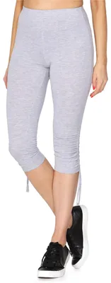Image de Merry Style Femme Pantalon 3/4 loisirs avec fronces Pantalon capri Pantalon de sport en coton MS10-380 (Mélange, L)