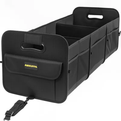Image de Organisateur de coffre 105L, pliable, antidérapant, noir, 91x38x30 cm