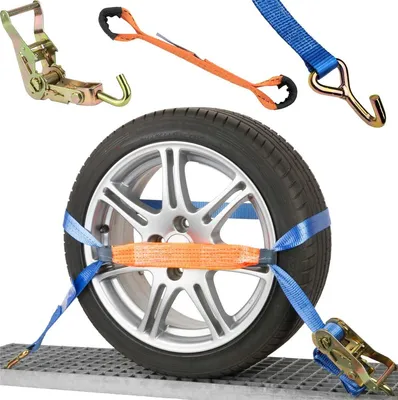 Produktbild von Safetytex 4 x Autotransport Spanngurt 2 t 35 mm x 2,90 m blau + Quergurt